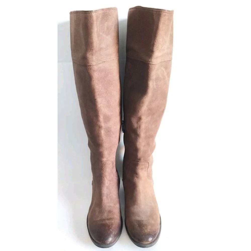 Vince Camuto Patamina Over The Knee Boot Taupe Brown‎ Leather Size 6.5 Lace-up
